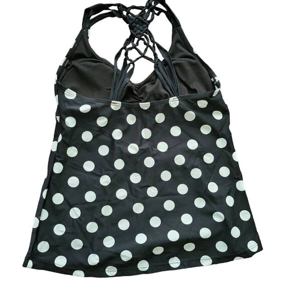 Bikini Tankini Black Polka Dots Braided Color Pop Two Piece Bathing Swim Suit - Picture 7 of 11